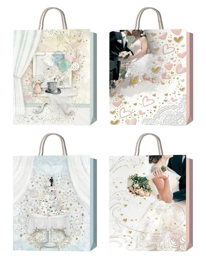 Пакет паперовий подарунковий Buromax Wedding Moments M (26x32x10 см) тиснення фольгою BM.200040