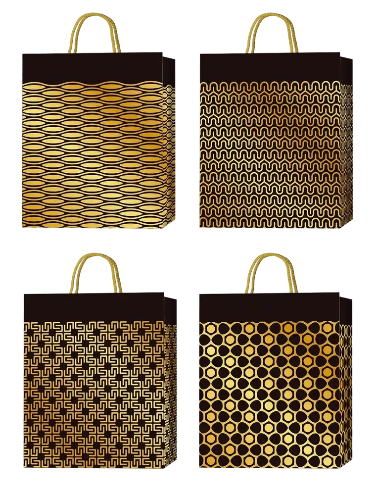 Пакет паперовий подарунковий Buromax Luxe Lines M (26x32x10 см) тиснення фольгою BM.200050