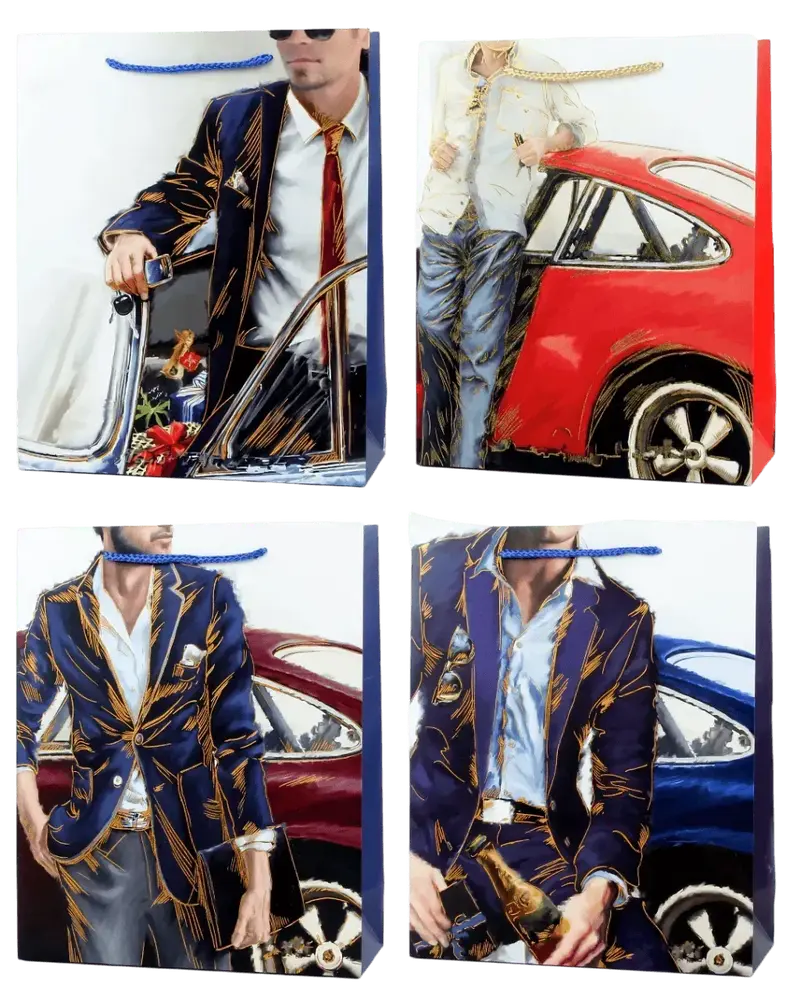 Пакет паперовий подарунковий Buromax Gentlemen Style M (26x32x10 см) тиснення фольгою BM.200067