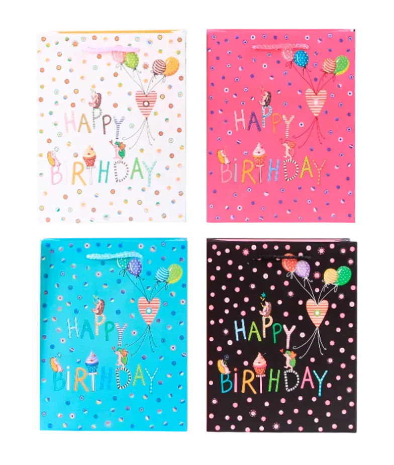 Пакет паперовий подарунковий Buromax СD Birthday M (26x32x10 см) глітер BM.200079