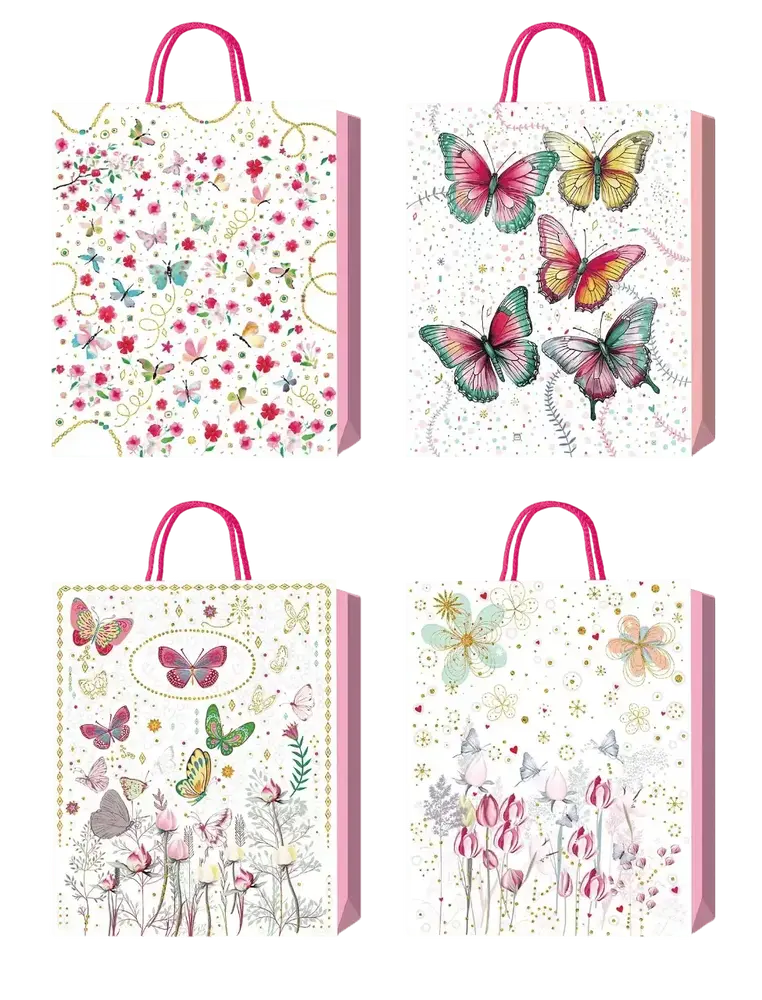 Пакет паперовий подарунковий Buromax Butterfly Dreams M (26x32x10 см) тиснення фольгою BM.20008