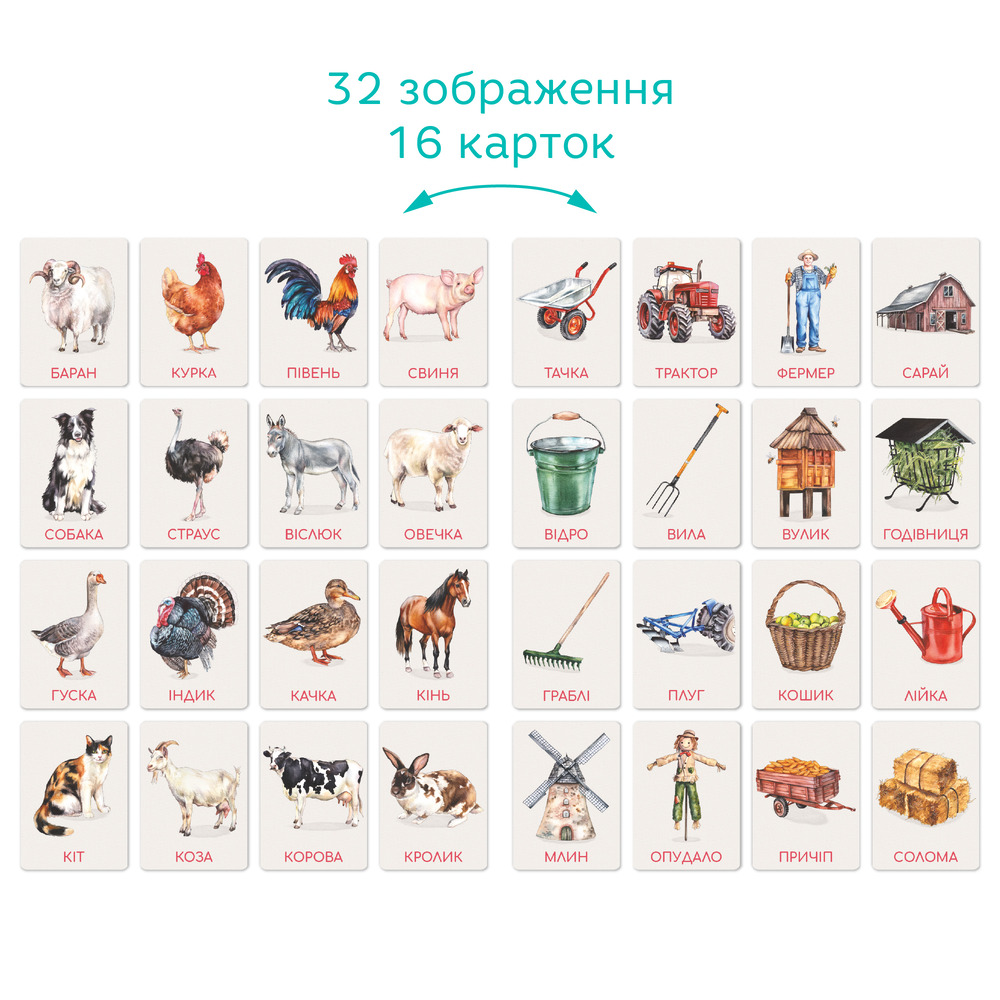 DoDo Набір навчальних карток Монтесорі - Ферма 301233. Фото 3