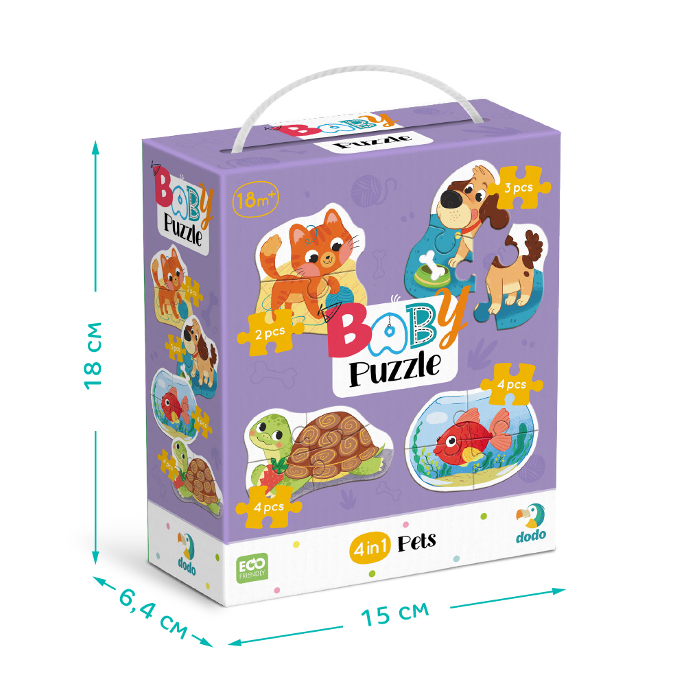 DoDo Пазл 4 в 1 - Baby puzzle. Домашні тварини 300688. Фото 4