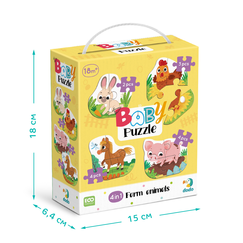 DoDo Пазл 4 в 1 - Baby puzzle. Сільські тварини 300686. Фото 4