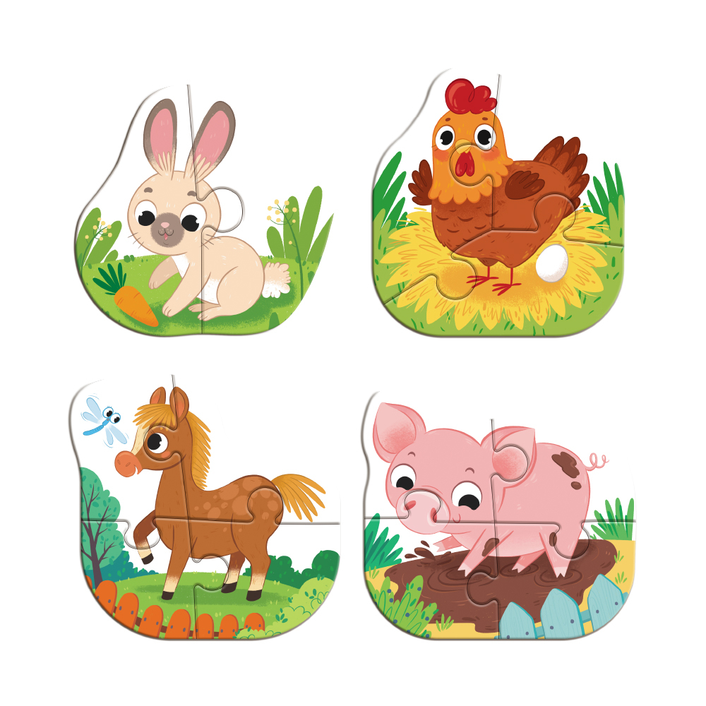 DoDo Пазл 4 в 1 - Baby puzzle. Сільські тварини 300686. Фото 3