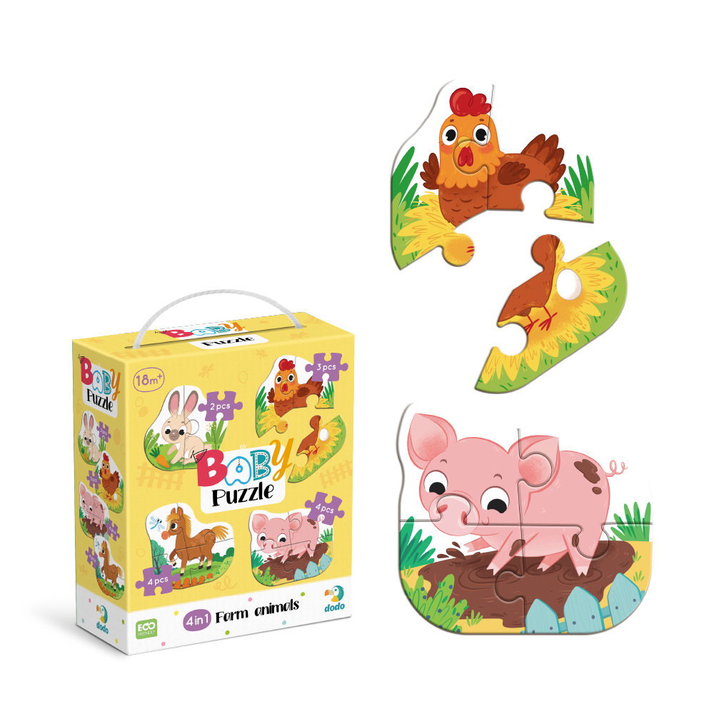 DoDo Пазл 4 в 1 - Baby puzzle. Сільські тварини 300686. Фото 2