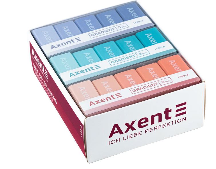 Набір гумок Axent Gradient у пластиковому боксі по 5 шт асорті (12 сетів). Фото 5