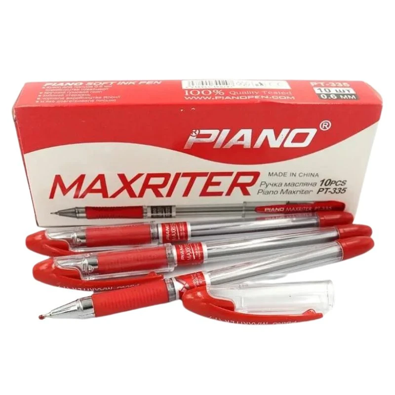 Ручка масляна PIANO Maxriter РТ-335 червона (10 шт)