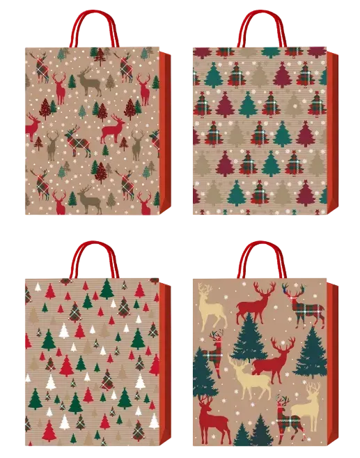 Пакет паперовий подарунковий Buromax Christmas Trees S (18х23х8 см) тиснення фольгою BM.2000104