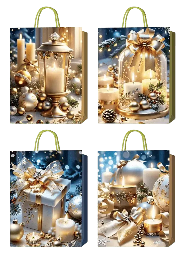 Пакет паперовий подарунковий Buromax Luxury Christmas S (18х23х8 см) тиснення фольгою BM.2000116