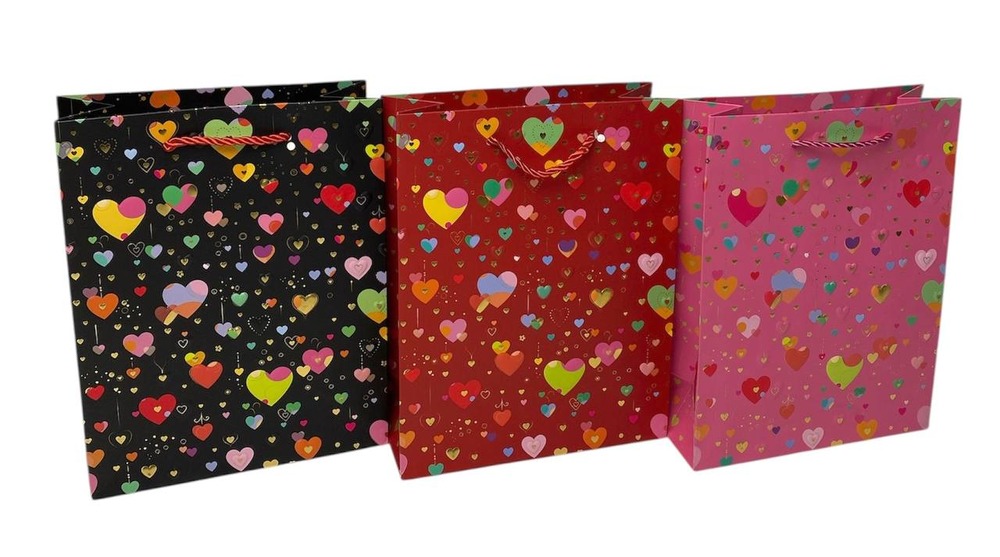 Пакет паперовий подарунковий Buromax Heart Melody S (18х23х8 см) тиснення фольгою BM.20009