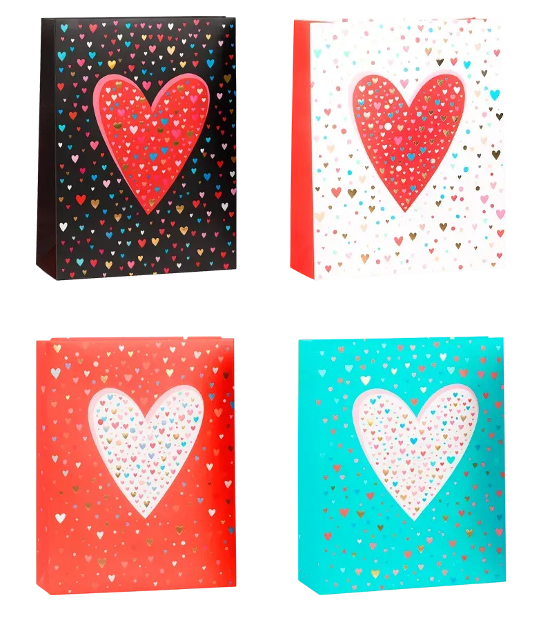 Пакет паперовий подарунковий Buromax Hearts Collection S (18х23х8 см) тиснення фольгою BM.200073