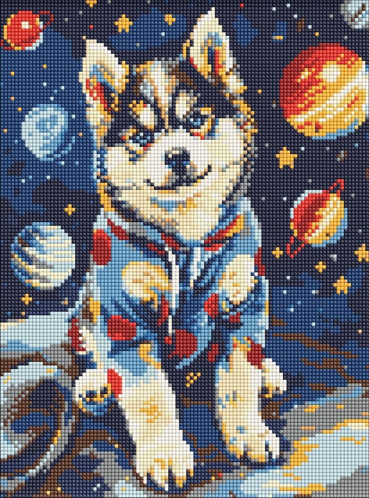 Ideyka Алмазна мозаїка "Космічний хаскі" 30x40см