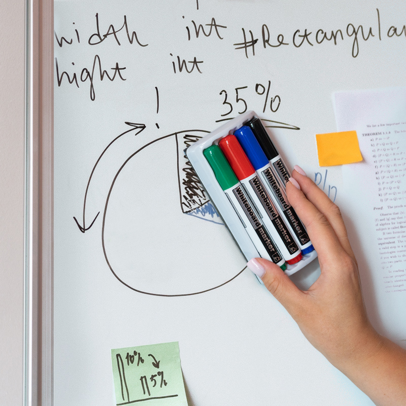 Маркер Axent Whiteboard D2800-80: 4 маркери та магнітний тримач-губка, 2 мм, круглий, асорті. Фото 3