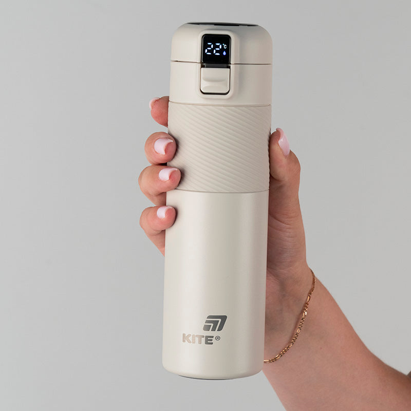 Термос з термодатчиком Kite 450 мл, K25-1227-1 бежевий. Фото 6
