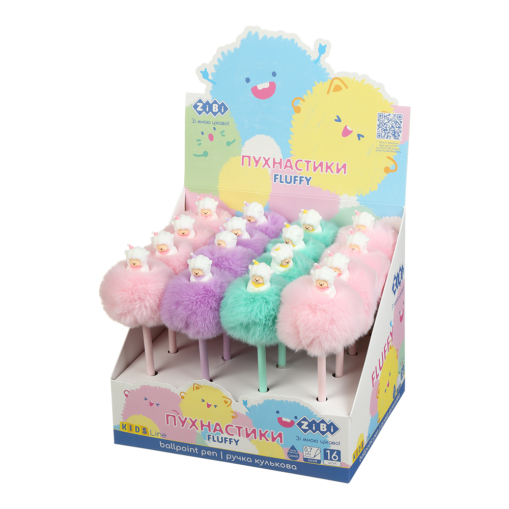 Ручка кулькова ZiBi Fluffy Sheep 0.7 мм синя асорті дизайнів ZB.2009