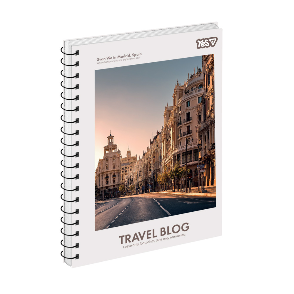 Зошит для записів Yes А5 80 аркушів, клітинка, на спіралі "Travel" 152288 