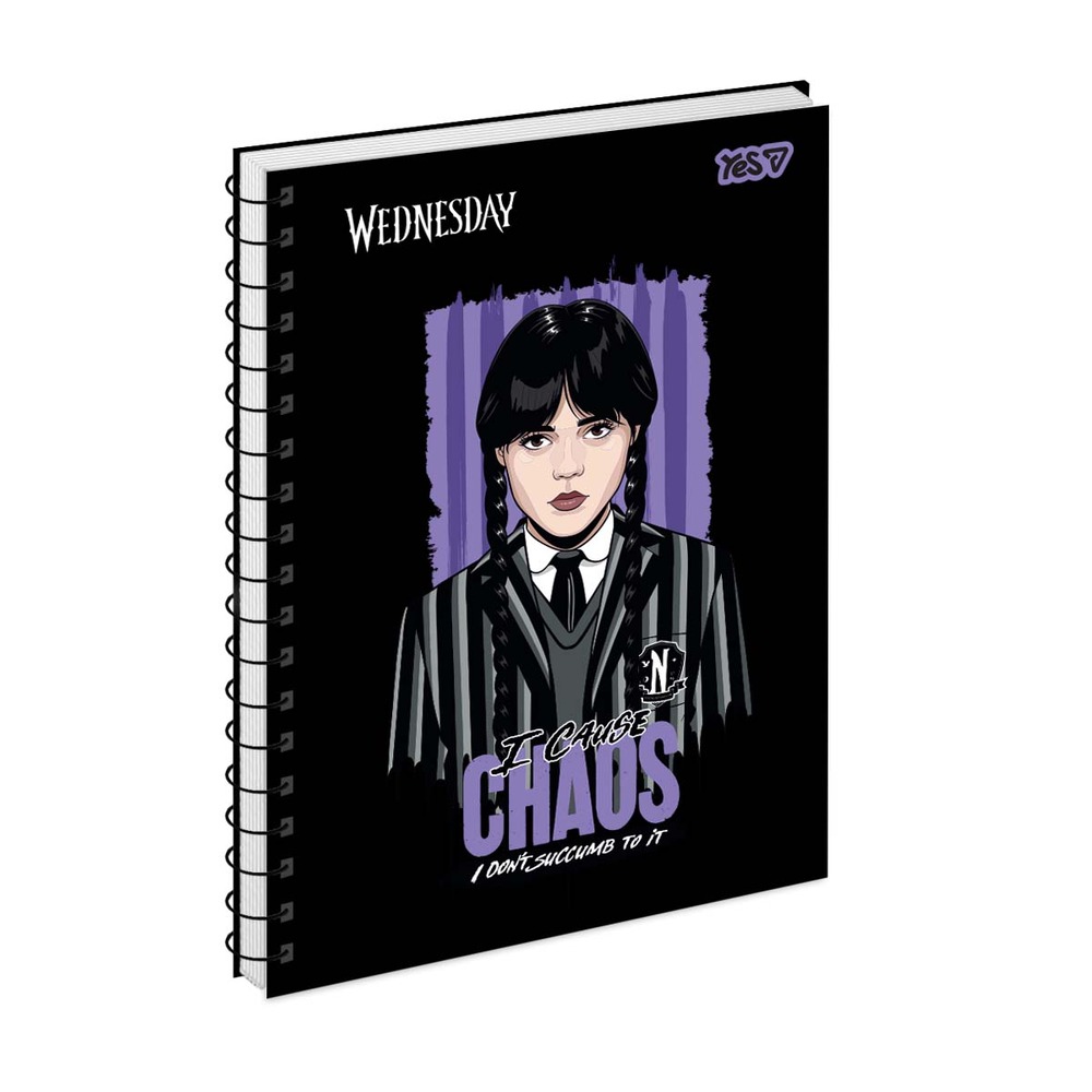 Зошит для записів Yes А5 80 аркушів, клітинка, на спіралі "Wednesday.Chaos" 152298