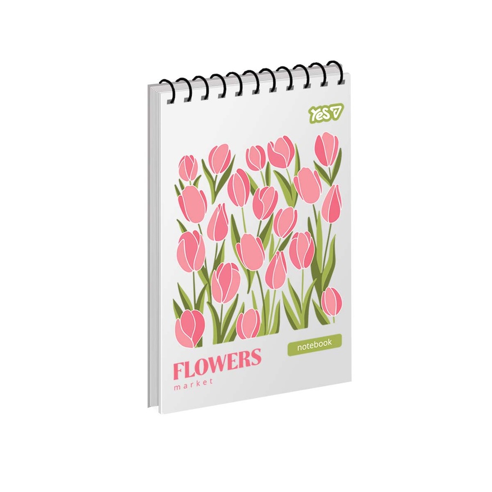 Зошит для записів Yes А6 80 аркушів, клітинка, на спіралі "Flowers"  152293