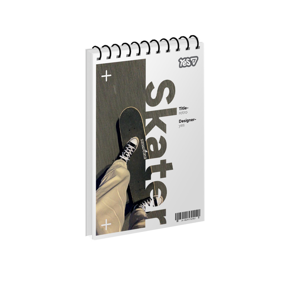 Зошит для записів Yes А6 80 аркушів, клітинка, на спіралі "Skater"  152302
