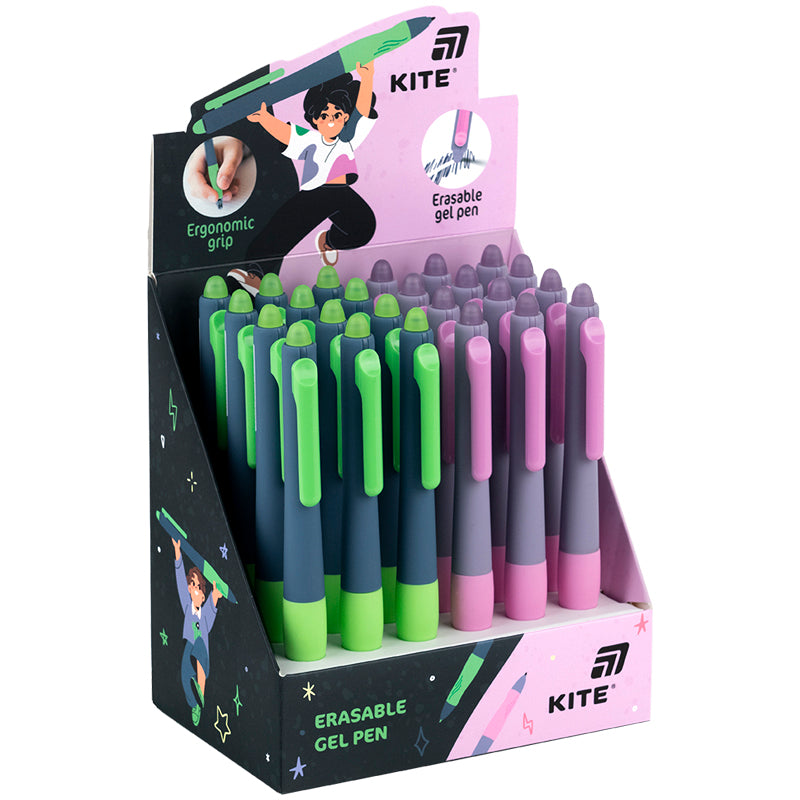 Ручка гелева автоматична пиши-стирай Kite K25-100, синя