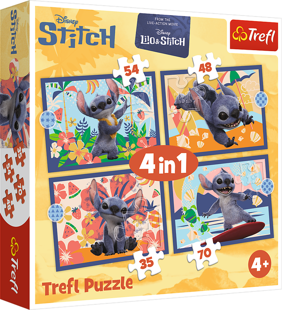 Пазли Trefl 4в1 - Відпустка на Гаваях (Disney Stitch The Movie) 46664