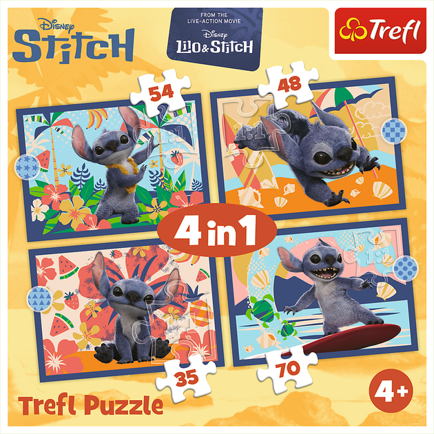 Пазли Trefl 4в1 - Відпустка на Гаваях (Disney Stitch The Movie) 46664. Фото 6