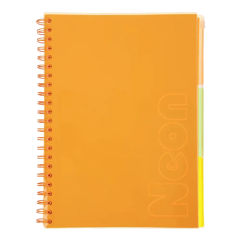 Зошит на пружині Buromax NEON А4 120 аркушів у клітинку 3 роздільники помаранчевий BM.24349911-11 
