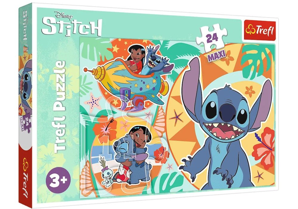 Пазли Trefl MAXI 24 елементи - Щасливий Стіч. Lilo&Stitch 14365