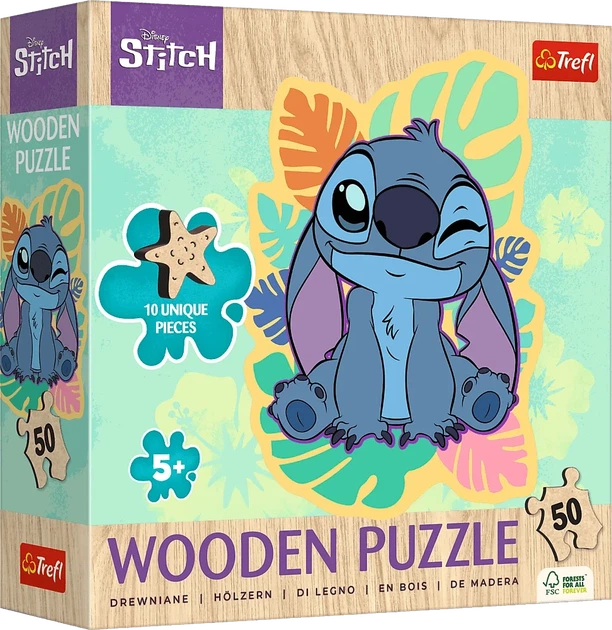 Пазли Trefl дерев`яні 50 елементів - Щасливий Стіч. Lilo&Stitch 2816