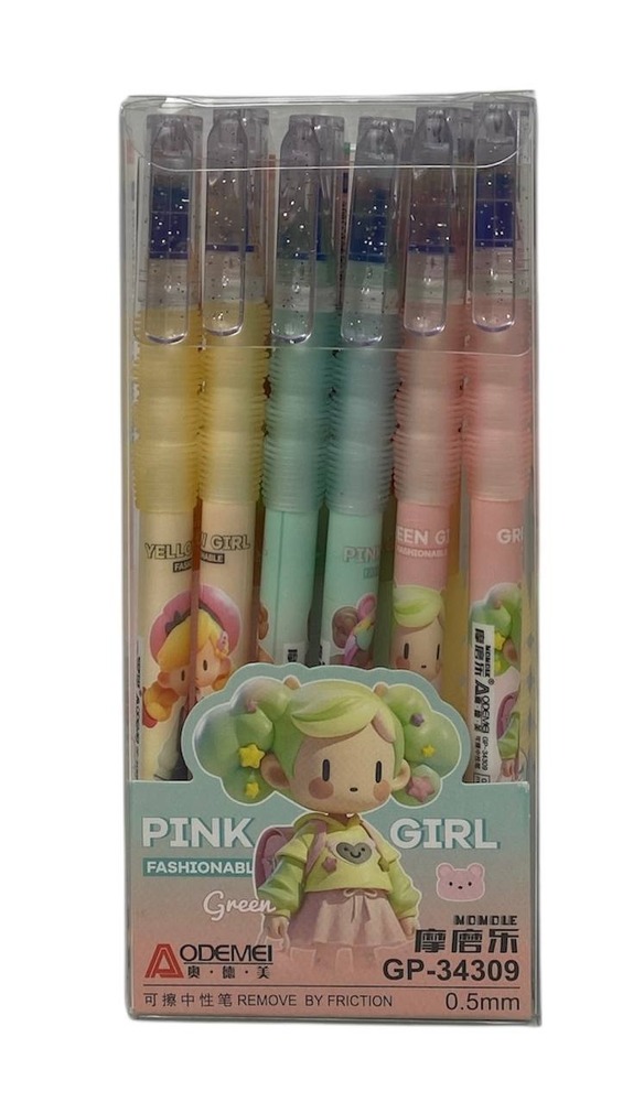 Ручка гелева пиши-стирай Aodemei Pink girl 0,5 мм синя (12 шт/уп) 34309