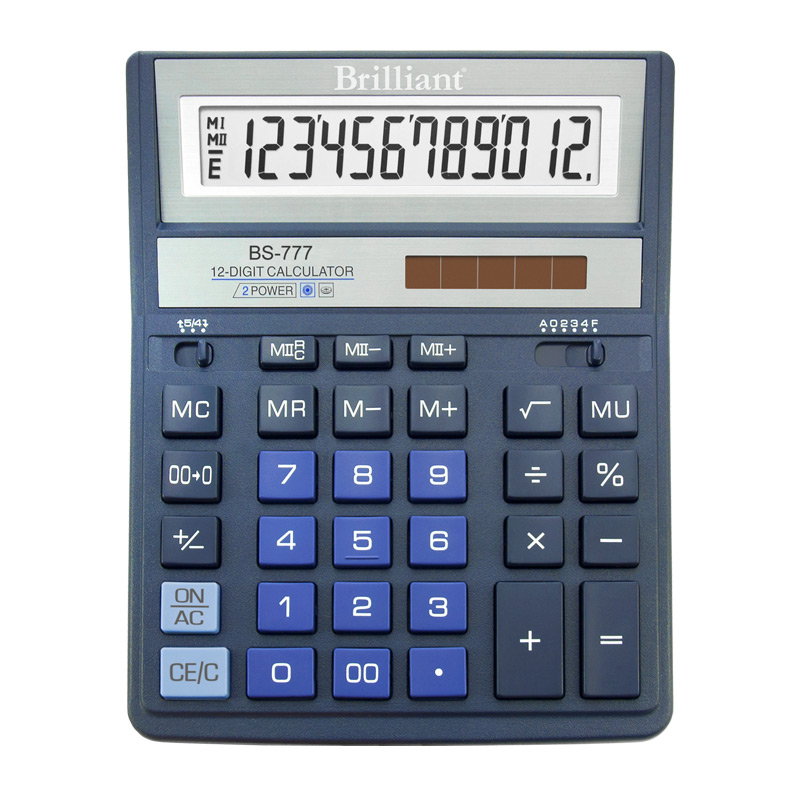 Калькулятор Brilliant 12 розрядів, синій BS-777ВL