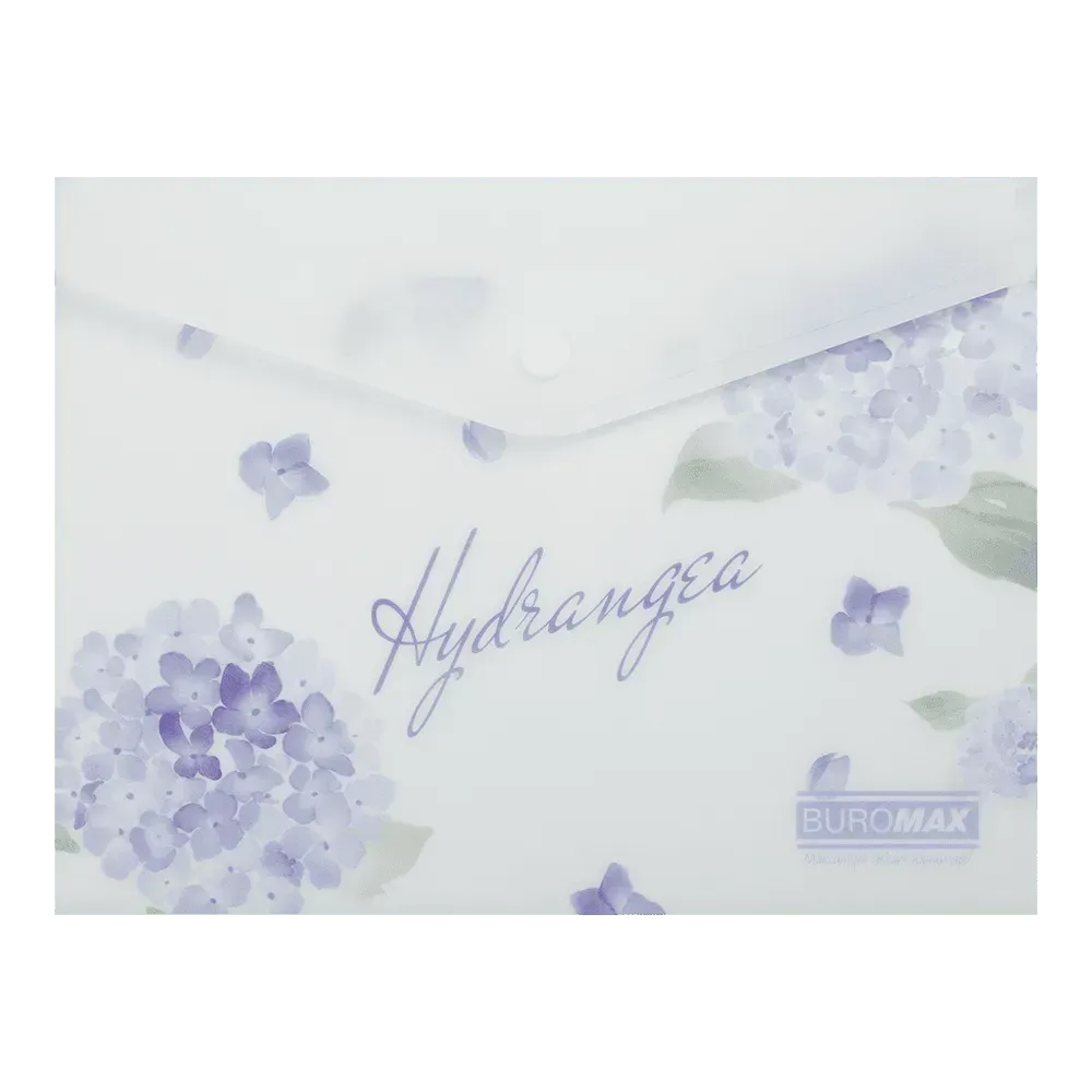 Папка-конверт на кнопці A5 Buromax Arabeski Hydrangea матовий непрозорий пластик BM.3919-30