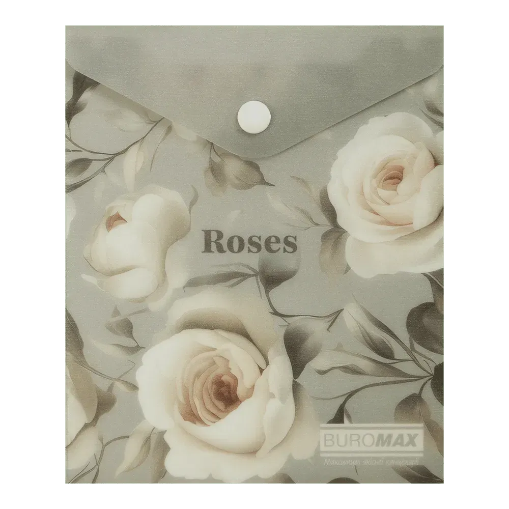 Папка-конверт на кнопці A6 Buromax Arabeski Roses матовий непрозорий пластик BM.3922-20