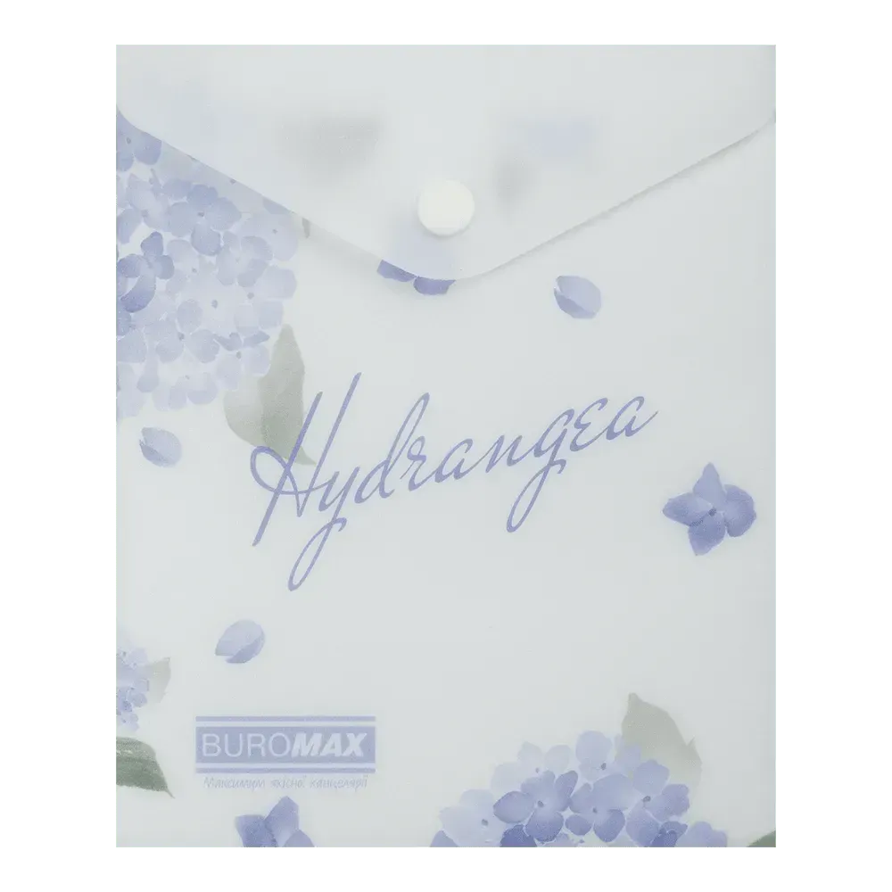 Папка-конверт на кнопці A6 Buromax Arabeski Hydrangea матовий непрозорий пластик BM.3922-30