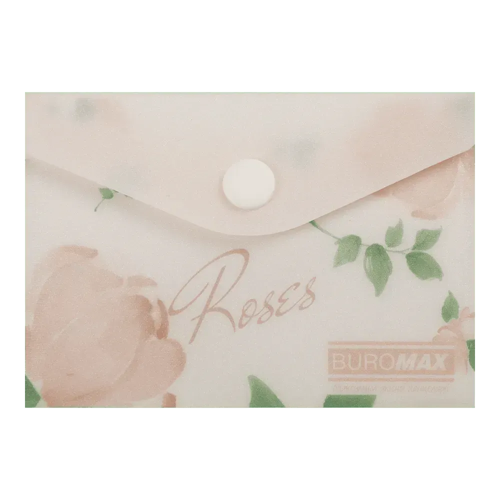 Папка-конверт на кнопці A7 Buromax Arabeski Roses матовий непрозорий пластик BM.3923-27