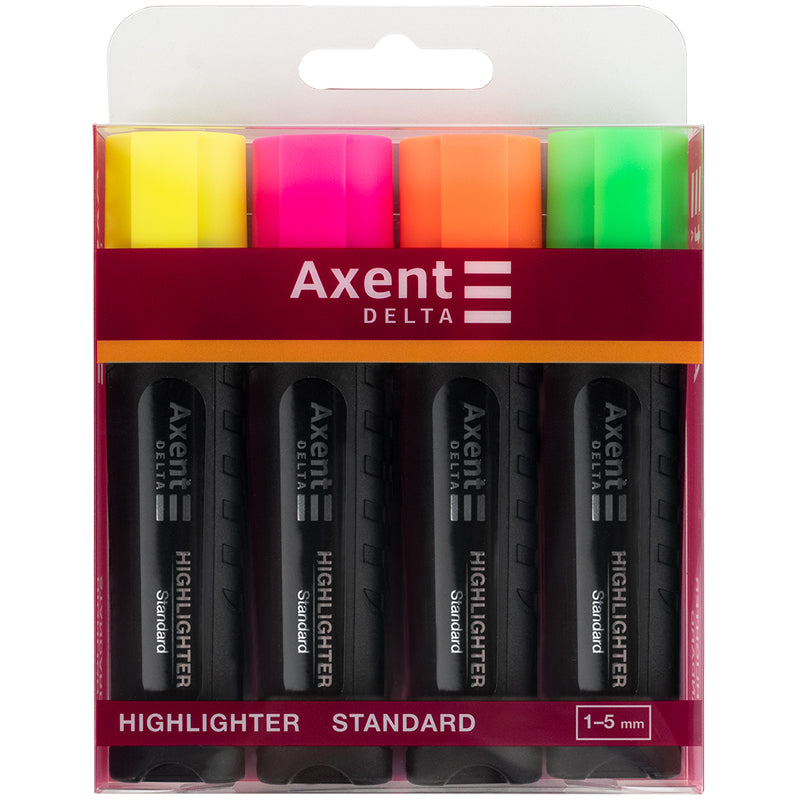 Маркер Axent Delta Highlighter Standard, 1-5 мм, клиноподібний асорті D2505-40