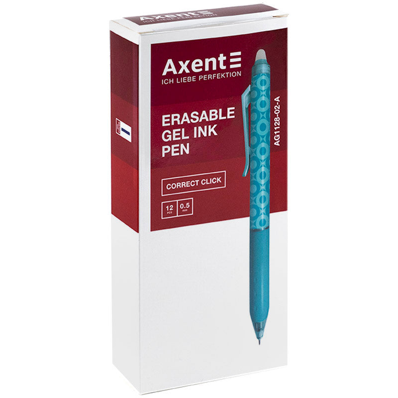 Ручка Axent гелева автоматична "пиши-стирай"  Correct Click, 0.5 мм, синя AG1128-02-A