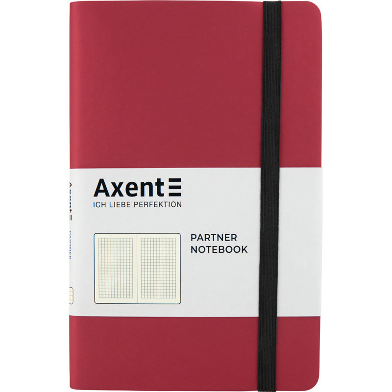 Книга записна Axent Partner Soft А5 125х195 мм, 96 аркушів, клітинка, гнучка обкладинка, червоний 8206-05-A