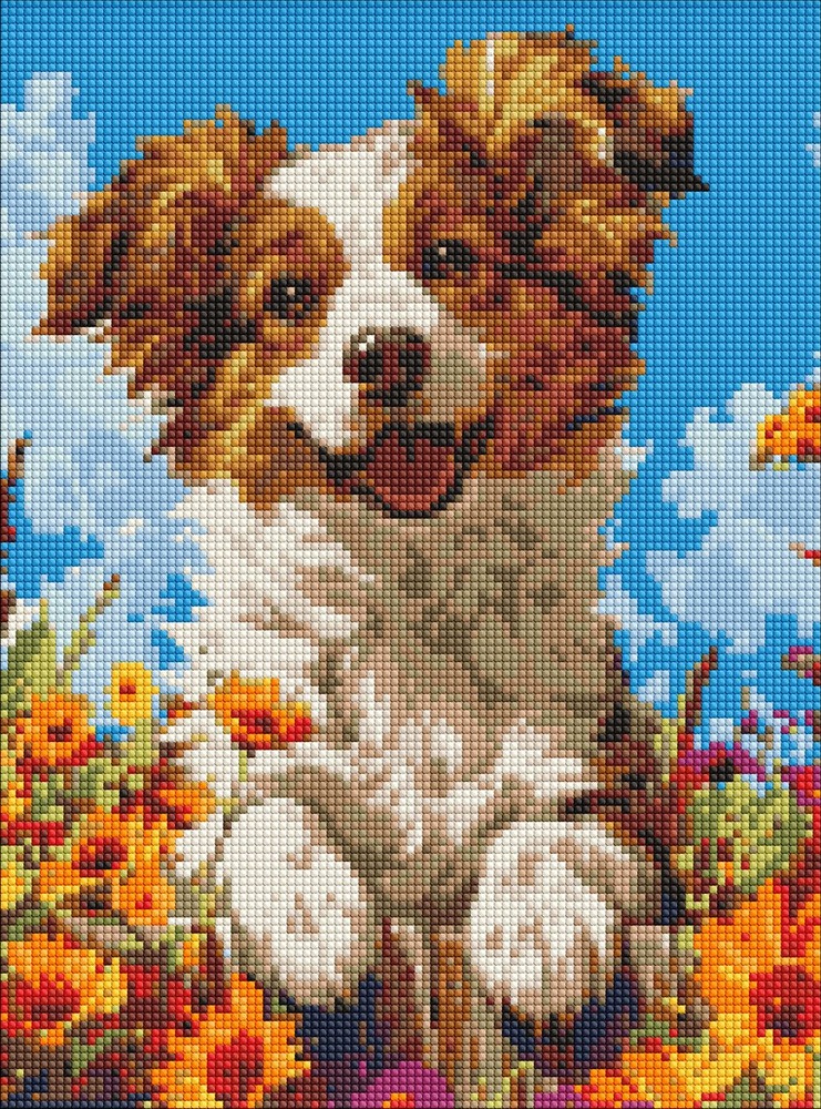 Ideyka Алмазна мозаїка. Собака у квітах 30х40см
