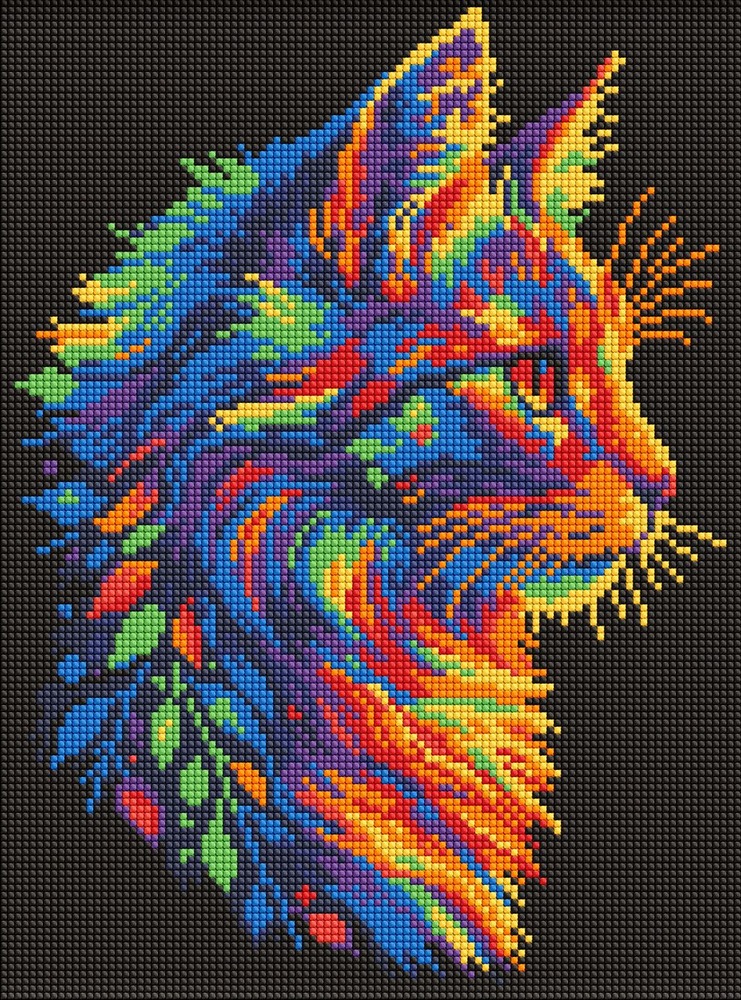 Ideyka Алмазна мозаїка. Яскравий котик 30х40см