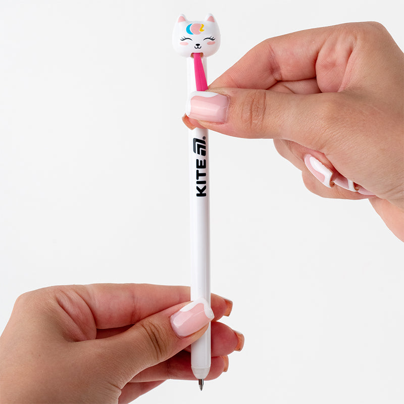 Ручка гелева автоматична пиши-стирай Cats, 0.5 мм, синя K25-027. Фото 14