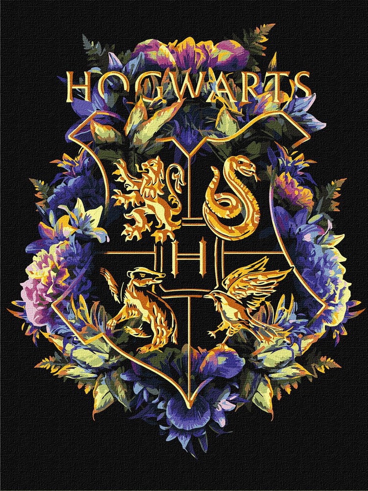Ideyka Картина за номерами. WB Harry Potter: Герб Гоґвортсу з фарбами металік 30х40см KHO5209 