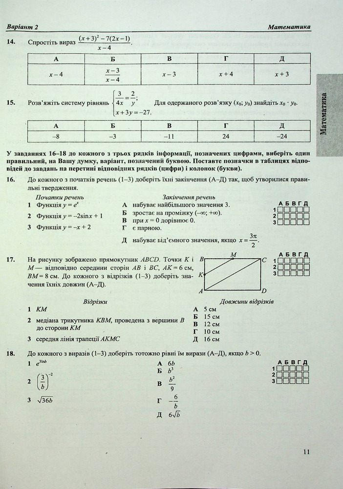 ПіП НМТ Українська мова, математика, історія України. Тестові завдання. Фото 10