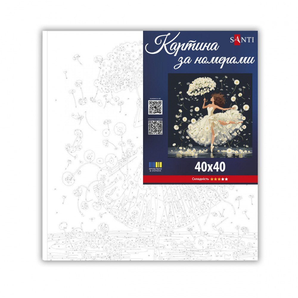 SANTI Картина за номерами. Кульбаби і танцівниця 40х40см. Фото 2