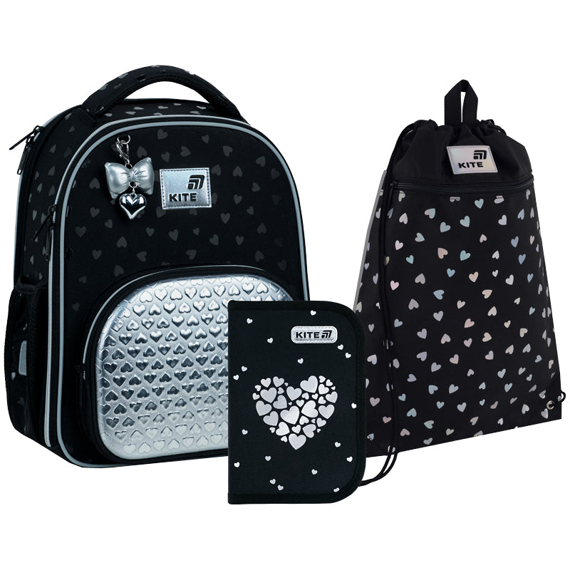 Шкільний набір Kite Education Black&Silver (рюкзак, пенал, сумка) SET_K26-556M-2