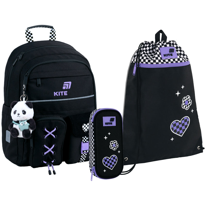 Шкільний набір Kite Education Panda Love (рюкзак, пенал, сумка) SET_K26-584M-2