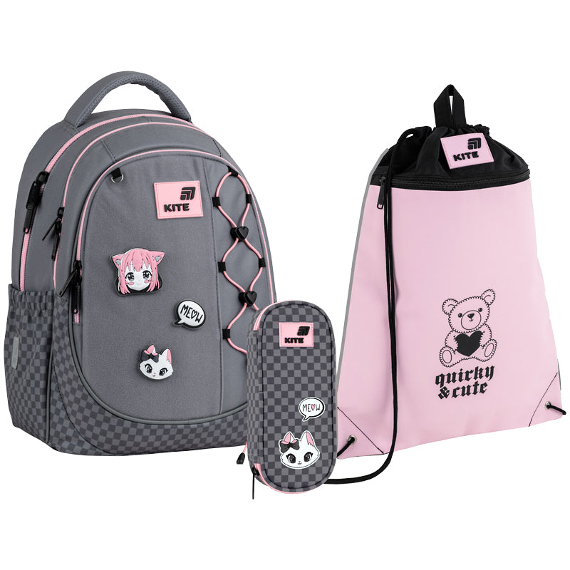 Шкільний набір Kite Education Meow (рюкзак, пенал, сумка) SET_K26-700M-3