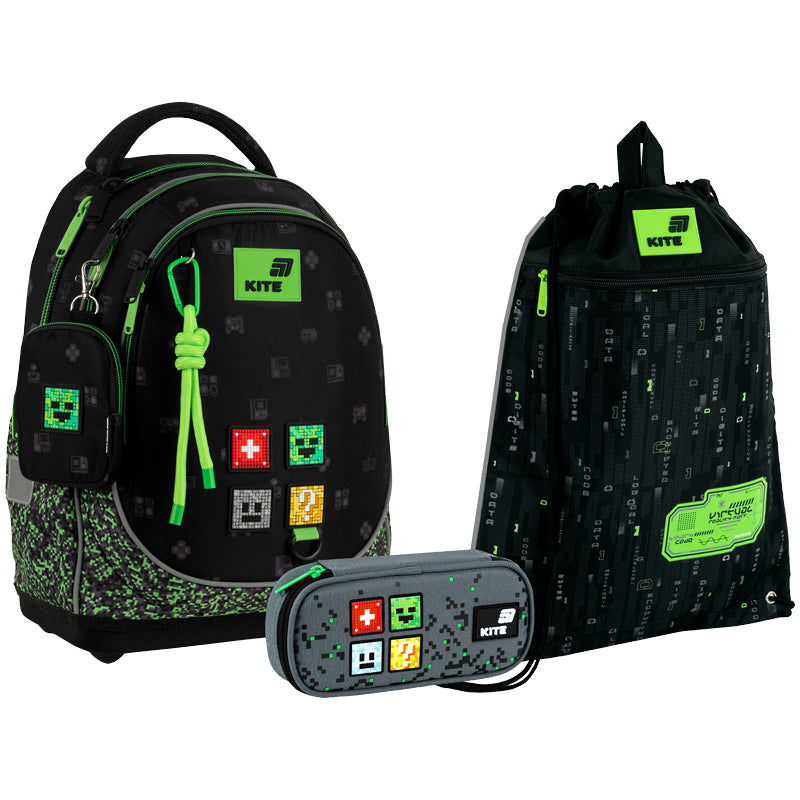Шкільний набір Kite Education Pixel (рюкзак, пенал, сумка) SET_K26-724S-4