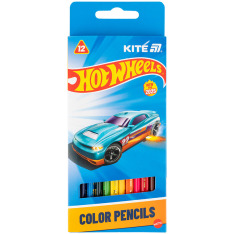 Олівці кольорові Kite 12 кольорів, тригранні Hot Wheels HW25-053